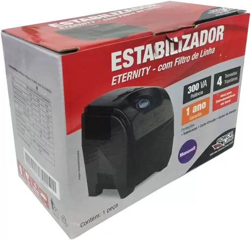 Estabilizador Eternity 300Va Monovolt 115V Preto 0030300047 Forceline