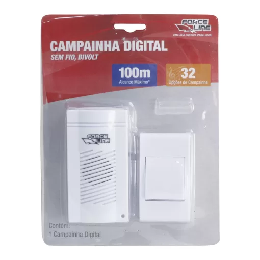 CAMPAINHA SEM FIO DIGITAL 100MTS COD. 7502 FORCELINE