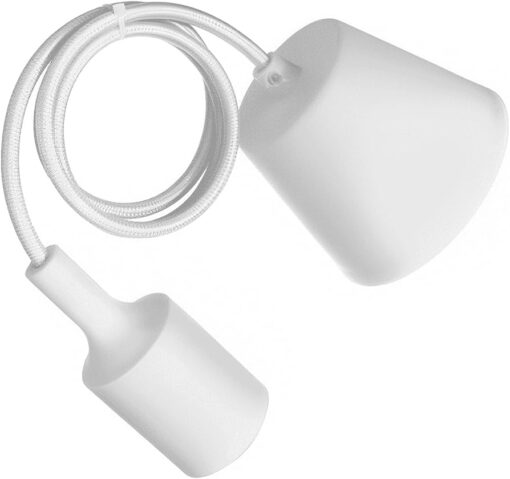 PENDENTE DE SILICONE BRANCO BASE E27 1M COD. 3700 GALAXY